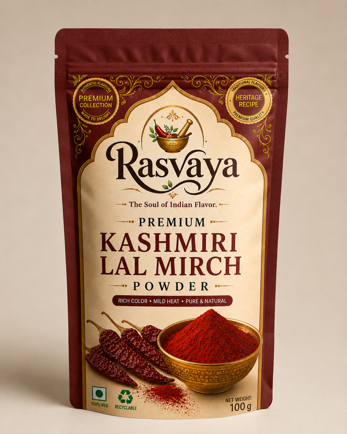 Rasvaya Premium Kashmiri Lal Mirch Powder | Kashmiri Red Chilli Powder